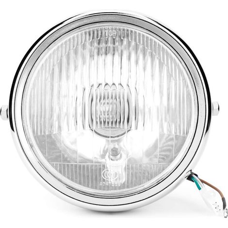 Universeller Retro-Motorradscheinwerfer mit silbernem Gehäuse und weißer Linse für GN125 LED-Motorradscheinwerfer + LED-Motorradscheinwerfer LED-Motorradscheinwerfer LED-Motorradscheinwerfer LED-Motor