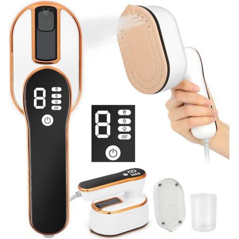 1 Mini Fer À Repasser,Vapeur 4 Niveaux,Écran LED,Pliable,Voyage,Maison (1/5)