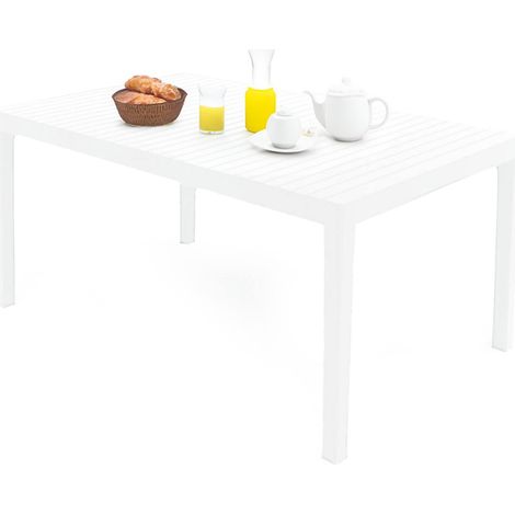 Dmora - Mesa de exterior Maratea, Mesa de comedor rectangular, Mesa de jardín multiusos, 100% Made in Italy, 150x90h72 Cm, Blanco, con embalaje reforzado