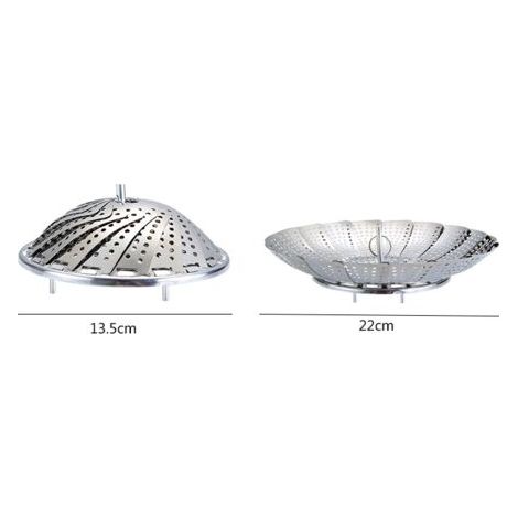 Panier vapeur pliable en acier inoxydable, panier de rangement multifonctionnel prêt à l'emploi, égouttoir télescopique en forme de lotus (petite version renforcée) (1/4)