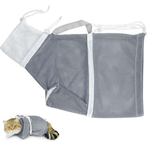 Pet Chat Sac de Toilettage Sac Filet de Bain de Lavage de Chat Sac de Douche pour Cat et Animal de Compagnie Multi-Fonctionnel réglable sac pour Chat pour Le Bain Injection Examen Coupe des Ongles-Fei (1/4)