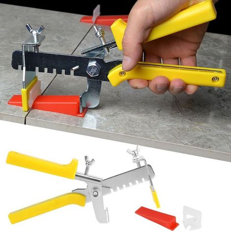 Système de Nivellement pour Pose de Carrelage avec 600 Clips 200 Cales et 1 Pince Kit de Base de Nivellement pour Carrelage 1,5 mm Outils de Nivellement de Carreaux (1/5)