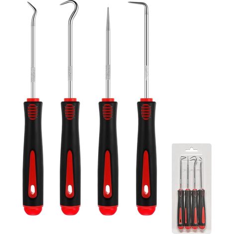4Pcs Crochet kit Crochet Outils et Tournevis Mécanique de Précision,Outillage Mecanique Auto,Outil à dégarnir l’Habillage de Porte Extracteur Joint, Outil de Retrait de Joint Torique(16,6cm) (1/5)