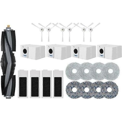 Accessoires pour aspirateur robot Ecovacs Deebot T20 OMNI T20e T20 Pro : brosse latérale principale, filtre HEPA, lingette de nettoyage et sac à poussière. (1/5)