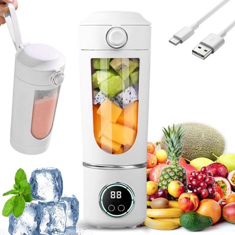Mélangeur portable mini 700 ml, 12 lames en acier inoxydable, presse-agrumes rechargeables, affichage numérique, auto-nettoyage