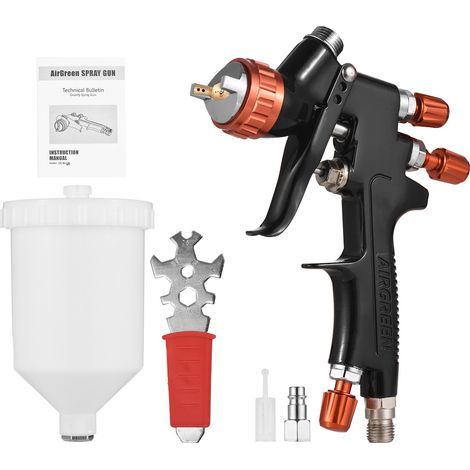 HVLP 1.3mm Pneumatic Paint Spray Gun Kit – Adjustable 600ml Plastic Pot – For Car Repair and Home Renovation – Easy to Clean and Use (1/5)