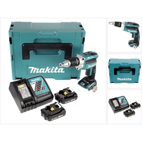 Avvitatore a batteria Makita DFS 250 RAJ 18 V senza spazzole + 2x batteria ricaricabile 2,0 Ah + caricabatterie + Makpac