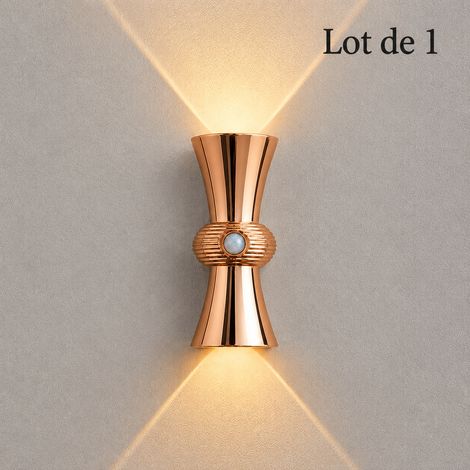 Applique murale LED avec détecteur intelligent or rose 3 couleurs 1 W rechargeable Type-C rose 5,2 × 2,6 × 12,8 cm 93 g – Livraison gratuite