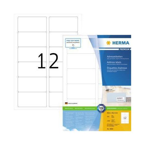 HERMA Etikett PREMIUM 4666 88,9x46,6mm weiß 1.200 St./Pack. (1/4)