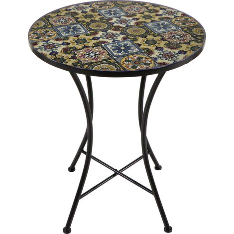 Axi Amélie Table Bistrot, Mosaique, Yellow Breeze  Table D'Appoint Bistrot Pour L'Extérieur, Pour Jardin/Balcon/Terrasse - 60 X 60 X 75 Cm
