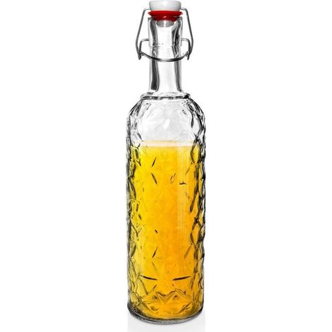 Bouteille en verre avec clip - ORION - 1,1 l - 34 cm hauteur - 8,5 cm diamètre - Fermeture étanche à clip (1/5)