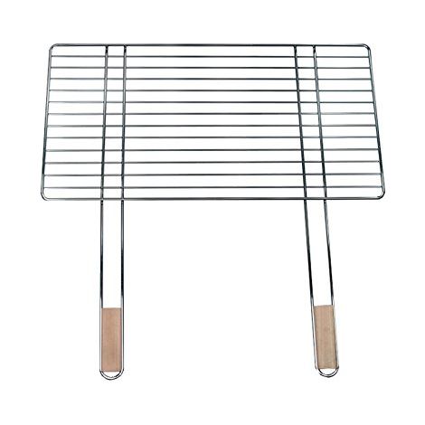 Parrilla de 58 x 30 cm con 2 asas de madera, acero cromado