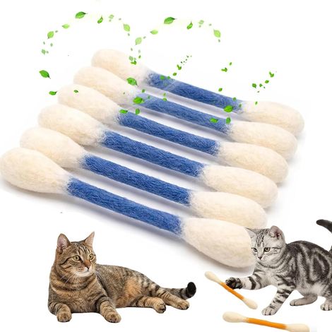 Cotton Swabs Cat Toys with Catnip 6 Pk Giant Kitten Chew Sticks for Indoor Boredom,Durable Big Kitten Chew Dental Teething Ropes,Big Interactive Felt Kitty Kicker Play Toy Sticks (F) (1/5)