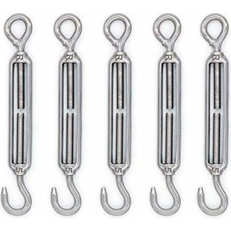 Accessoire de levage,M5 tendeur crochet et œil en acier inoxydable 304 - Lot de 5 (1/3)