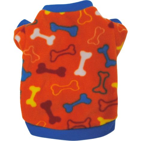 1 combinaison chien polaire orange M, motif os, pour automne hiver, taille M (1/5)