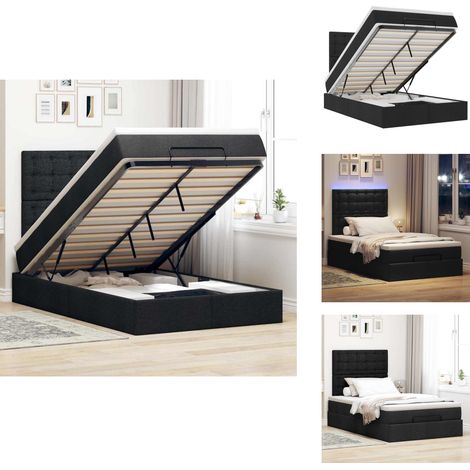 Cadre de lit ottoman avec matelas noir 120x200cm tissu - Cadre De Lit Ottoman - Cadres De Lit Ottomans - Cadre De Lit - Cadre De Lit Avec Rangement (1/5)