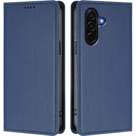 Pour Samsung Galaxy A57 5G Étui Portefeuille en Cuir Fermeture Magnétique Anti-RFID Housse de Téléphone - Bleu Foncé (1/5)
