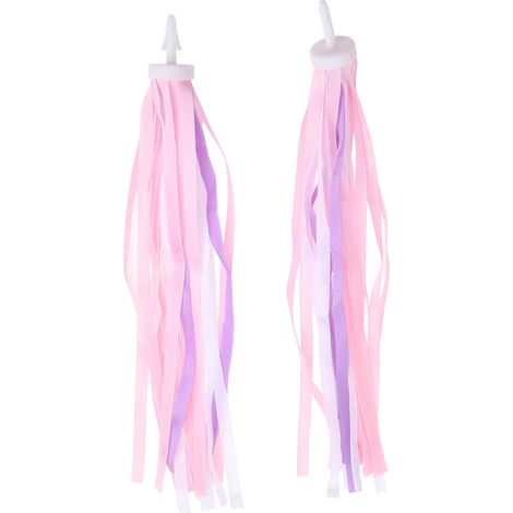 paire de rubans décoratifs colorés à pompons pour guidon de vélo enfant, six couleurs disponibles. Accessoires pour poussette et porte-bébé, faciles à fixer sur les guidons de trottinettes, tricycles (1/5)