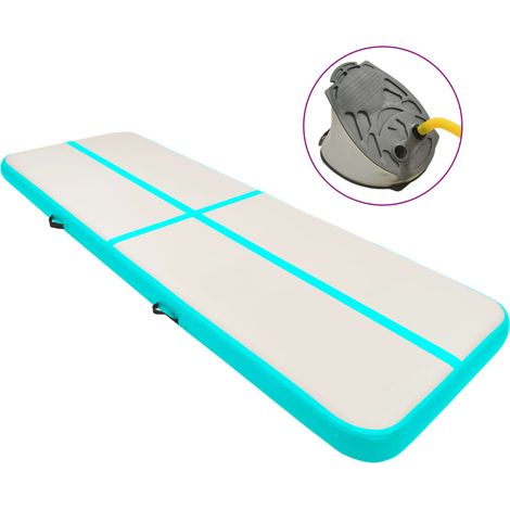 Tapis gonflable de gymnastique avec pompe, Tapis d'entranement 500x100x15cm PVC Vert MKS41144 (1/5)