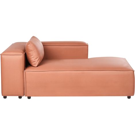 Chaise longue izquierda moderna tapizado de tela marrón dorado Brande