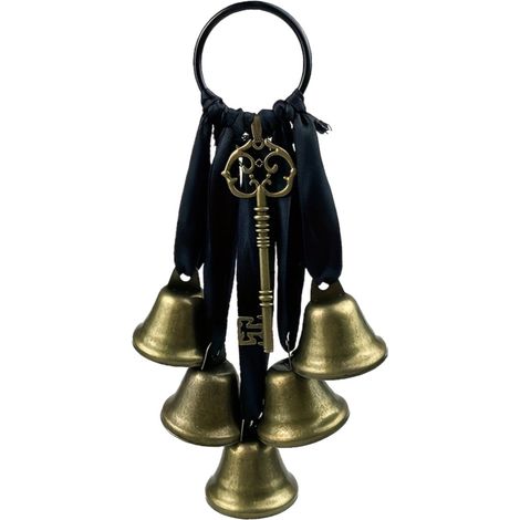 Clochette Pour Poignée De Porte - Clochette En Métal Bronze Avec Support En Rotin - Décoration Boho Pour Maison - 1 Pièce (1/5)