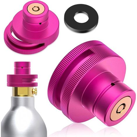 Adaptateur rapide CO2 pour machine à soda, compatible SodaStream Duo et filetage trapézoïdal TR21-4, avec anneaux en caoutchouc, adaptateur de raccordement, rose (1/5)