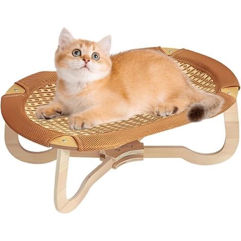 Chaise en Rotin pour Chat Lit Surélevé Rafraîchissant pour Chat en Rotin (1/5)