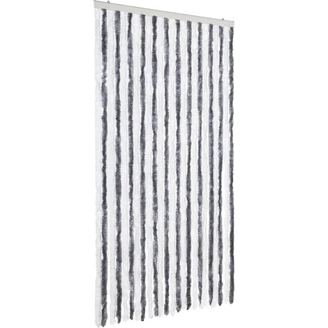 Rideau anti-mouches gris et blanc 100x230 cm chenille CFW65125 (1/5)