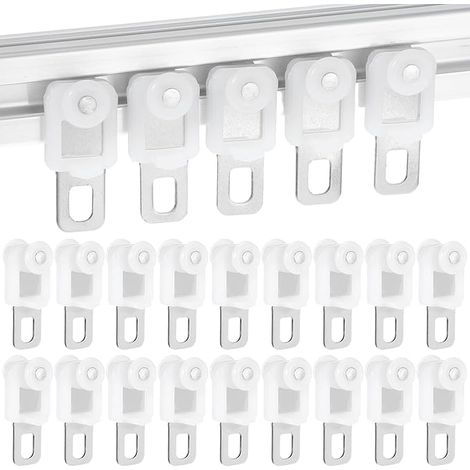 Lot de 50 roulettes pour Rail de Rideau - Galets de Guidage en Acier Inoxydable et Plastique - Chariots Silencieux pour Tringles et Rails de Fenêtre - Blanc (1/5)