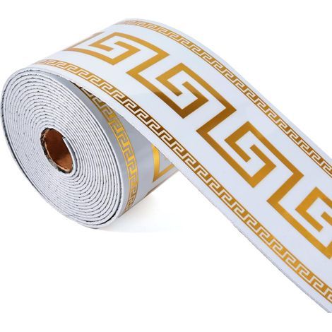 Selbstklebende, wasserfeste Bordüre aus goldfarbenem PVC-Schaum, 1 Rolle 10 x 500 cm – Ideal für Küche, Wohnzimmer, Schlafzimmer, Badezimmer, für Hausbesitzer und Dekorateure