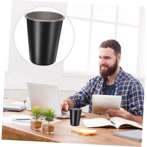 Kaffeebecher für unterwegs Reisebecher 3er-Set Kaffeebecher Becher für zu Hause Tragbar Edelstahl Outdoor-Kaffeebecher Schwarz Kaffeebecher (1/4)
