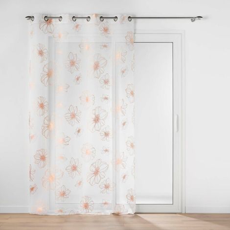 Panneau a oeillets 140 x 280 cm voile sable imprime metallise joyce Or Rose (1/4)