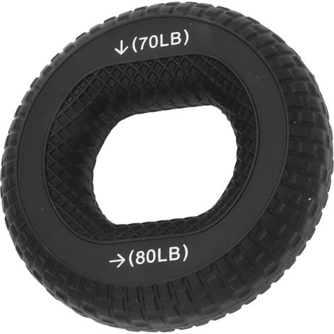 Anneau de renforcement musculaire en silicone pour avant-bras et poignet - Accessoire d'entraînement de force de préhension pour rééducation - Noir, 70-80LB (1/5)