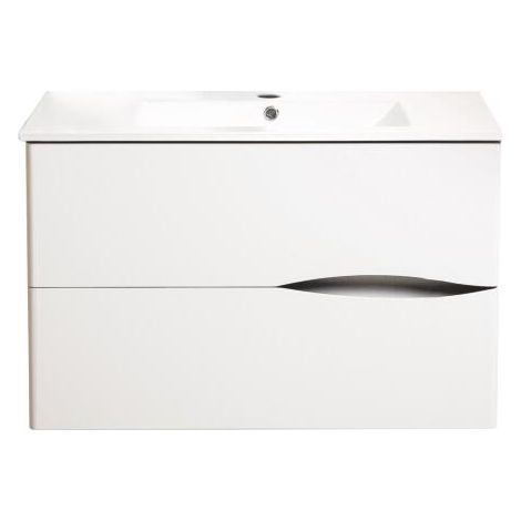 ONDEE - Mueble de baño suspendido 2DOO - L90cm - Tacto suave - Entregado montado - Blanco