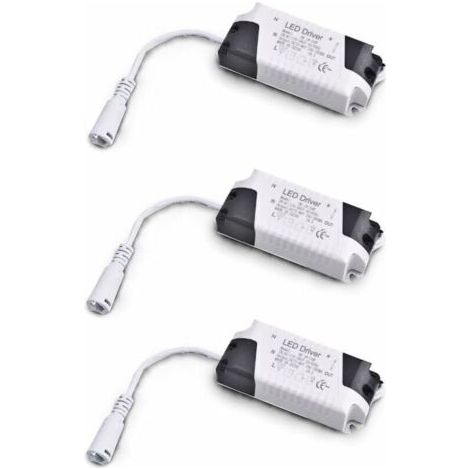 Pack x3 Transformateur Driver 18W-24W DC, entrée multi-tension 85-265V Ac 50/60Hz, sortie 36-72 Vdc 240-260 mA. Valable pour remplacer les downlights et autres équipements LED