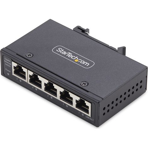 StarTech.com Switch Réseau Industriel 5 Ports Non Géré, 100/1000 Ethernet, Rail DIN/Montage Mural, IP30, 960V DC (I51G-ETHERNET-SWITCH)