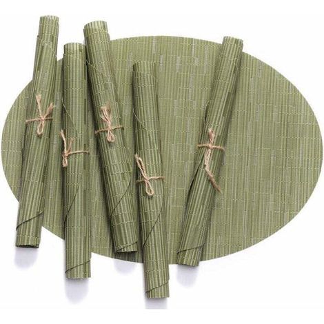 Lot de 6 sets de table ovales en vinyle lavable antidérapant résistant à l'usure et à la chaleur (vert)