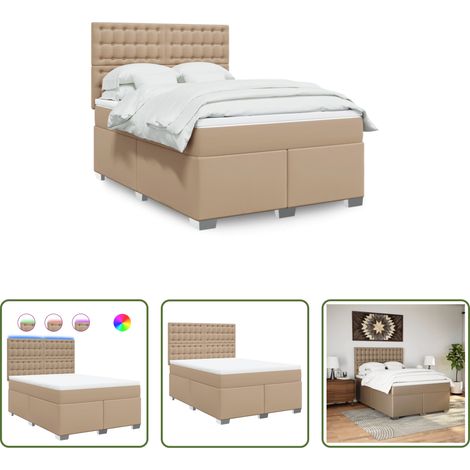 vidaXL Surmatelas -  Sommier à lattes de lit avec matelas Cappuccino 160x200 cm (1/5)