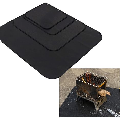 Tapis Pour Foyer,800x750mm Tapis sous de Gril Coussin de Foyer Pour Protéger Terrasse Pelouse Contre Dommages de Chaleur,Noir (1/5)