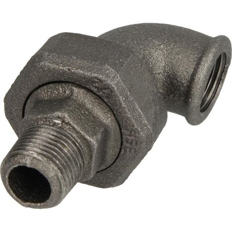Raccord coudé 90° fonte malléable noir 1 1/2'' FF/FM étanchement plat
