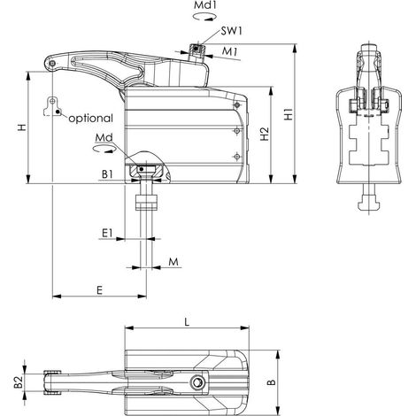 Vérin de serrage à 3 positions 7630-49 M20x22 AMF (1/3)