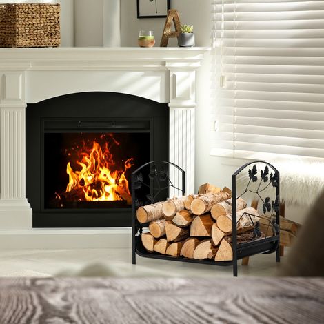 Porte-Bûches en Fer Forgé Range Bûche pour Intérieur&Extérieur Pieds Surélevés Capacité de poids de 50 kg 48 x 34 x 41cm (1/3)