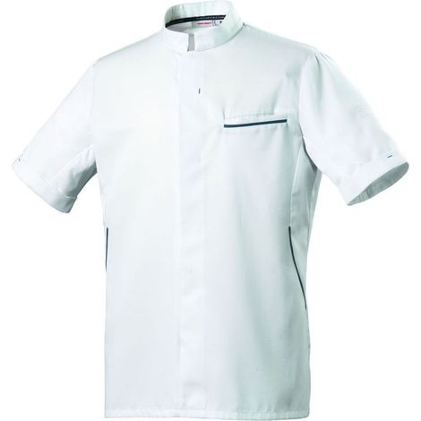 Veste de cuisine écologique manches courtes DUNES Blanc / Bleu 3XL