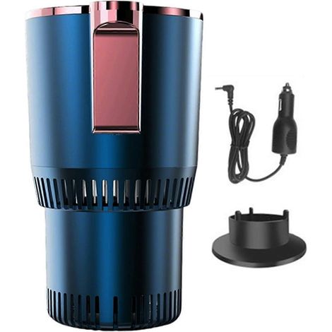 Porte-gobelet de voiture 12 V avec fonction refroidisseur et chauffe-gobelet, mug intelligent USB portable avec écran LCD, idéal pour les longs trajets et les déplacements quotidiens (bleu). (1/5)