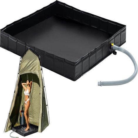 Tragbare Duschwanne, 104 x 104 x 13 cm, faltbare Duschwanne mit abnehmbarem Abflussrohr, ideal für Wohnmobile, Außen- und Innenduschen