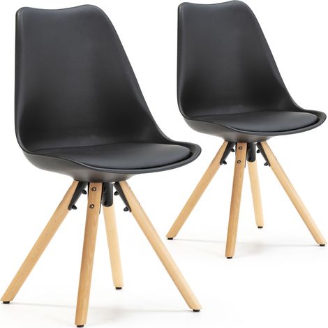 2er-Set Jeff Nordic Style Esszimmerstühle Schwarz, SGS-zertifiziert, 54 x 49 x 84 cm