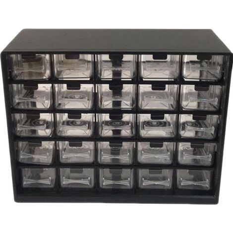 Boîte De Rangement À Tiroirs - 25 Tiroirs - En Plastique Abs - Pour Vis, Écrous Et Petites Pièces - 290 X 225 X 123 Mm