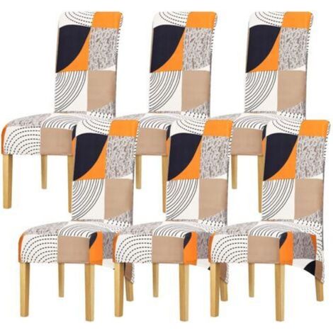 Housse de chaise à dossier haut de taille XL. impression extensible. motif à carreaux. housse de chaise pour salle à manger. banquet. hôtel. décoration d'intérieur. couleur-348. paquet de 6
