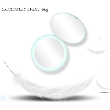 Miroir de Beauté LED Portable avec Grossissement 10x, Miroir de Voyage Pliable et Compact (1/3)