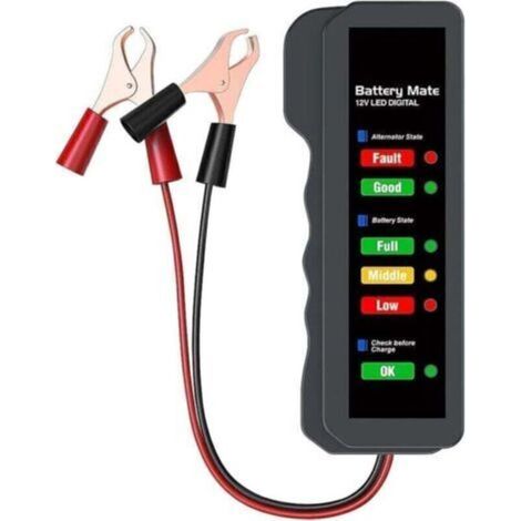 Testeur de batterie de voiture 12V,testeur d'alternateur automobile,vérificateur de batterie,analyseur pour vérifier l'alternateur et le système de charge de la batterie,indication LED,de (1/4)